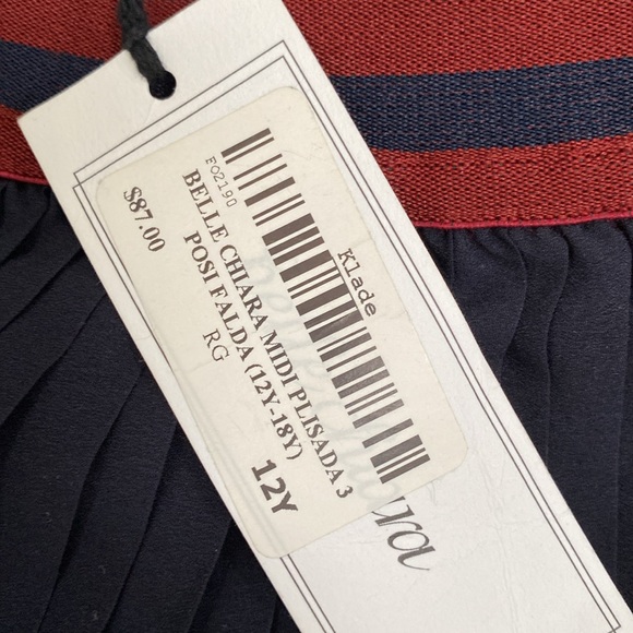 Belle Chiara girls pleated navy midi skirt - Picture 4 of 10